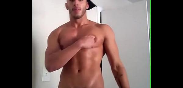 Hot Gay Latino Model Stroking His Cock on Cam
